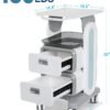 Medical Trolley Cart with 2 Drawers, Mobile Ultrasound Rolling Cart with Wheels and Trays, 150 LBS MAX Load Utility Storage Trolley for Hospital Dental Clinic Beauty Salon