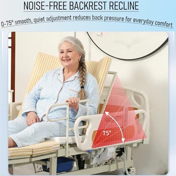 Full Electric Hospital Bed for Home Use – 550 lbs Weight Capacity, Electric Bedpan, Anti-Slip Rails | Remote Control Adjustable Backrest & Legrest for Elderly, Patient Care & Rehabilitatio