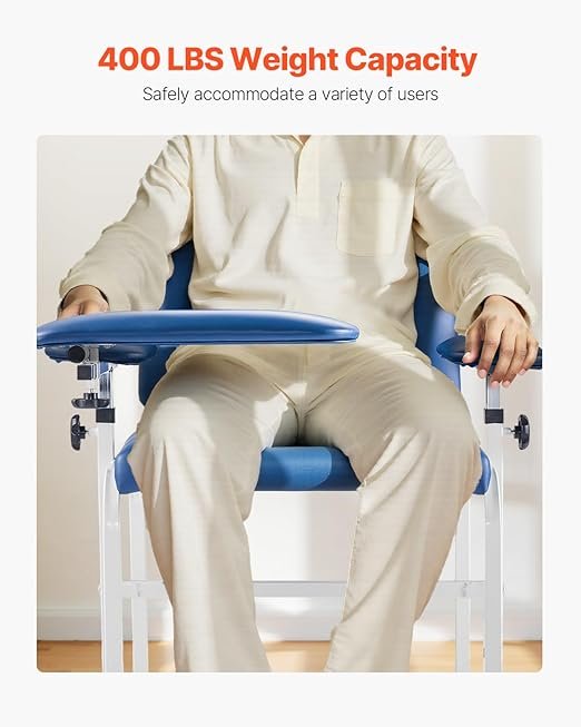 VEVOR Phlebotomy Chair, Blood Draw Chair with Adjustable Armrests and Flip Arm, 400LBS Loading Blood Drawing Medical Chair with Soft Padded Seat, Easy-to-Clean PVC Leather for Hospitals, Labs, Clinics