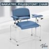 VivaComfort Blue Bariatric Wide Padded Blood Drawing Chair, Phlebotomy Chair with Adjustable Armrest, 35" H x 18" L x 29"W, Blood Draw Chair, Medical Chair, Great for Mommy and Me