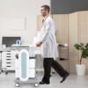 Medical Trolley Cart with 2 Drawers, Mobile Ultrasound Rolling Cart with Wheels and Trays, 150 LBS MAX Load Utility Storage Trolley for Hospital Dental Clinic Beauty Salon