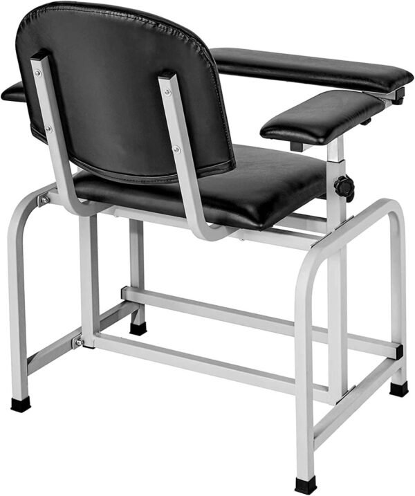Helsevesen Blood Drawing Phlebotomy Chair, Comfortable Padded Lab Draw Chair with Adjustable Armrest (Black)