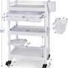 Medical Carts with Wheels 3-Tier Mobile Trolley Cart 100 LBS Max Load Medical Rolling Utility Cart with Drawers Dirt Basin Storage Buckets for Hospital Dental Clinic Lab Salon Home