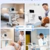 Medical Trolley Cart with Drawers, Hospital Mobile Ultrasound Cart with Trays&4 Silent Swivel Wheels,220 LBS Load Portable Storage Drawer for Hospital, Dental Clinic,Beauty Salon (White/Double drawer)