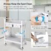 Medical Mobile Trolley Cart 2-Shelf 220 LBS Max Load Rolling Utility Cart Heavy Duty Beauty Salon Storage Cart with Drawers Dirt Buckets Rotate Wheels 2 Brake for Hospital Dental Clinic Home