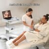 Medical Trolley Cart with Laptop Tray and Oral Scanner Holder, Mobile Workstation on Wheels with a Drawer for Hospital Dental Clinics Beauty Salons (OC-3) | Aviation aluminum, 360° lockable wheels, lockable drawer, 30kg load capacity, universal scanner holder for dental clinic use