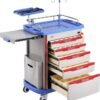 VEVOR 4 Tiers Lab Carts, Lab Utility Cart with 3 Drawers & 1 Top Tray, Mobile Medical Cart with ABS Material, Lab Rolling Cart with 4 Silent Wheels for Lab, Clinic, Hospital, Salon, White
