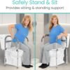 Vive Toilet Safety Rail - Medical Chair for Handicapped & Seniors - Folding Bathroom Frame w/Handles, Arms for Elderly, Disabled - Standalone Grab Bar - Seat Assistance Support Stand Up Assist
