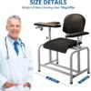 Helsevesen Blood Drawing Phlebotomy Chair, Comfortable Padded Lab Draw Chair with Adjustable Armrest (Black)