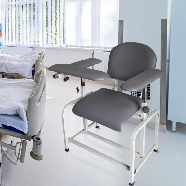 Helsevesen Blood Drawing Phlebotomy Chair, Comfortable Padded Lab Draw Chair with Adjustable Armrest (Black)
