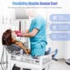 Medical Mobile Trolley Cart 2-Shelf 220 LBS Max Load Rolling Utility Cart Heavy Duty Beauty Salon Storage Cart with Drawers Dirt Buckets Rotate Wheels 2 Brake for Hospital Dental Clinic Home