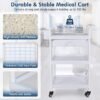 Medical Carts with Wheels 3-Tier Mobile Trolley Cart 100 LBS Max Load Medical Rolling Utility Cart with Drawers Dirt Basin Storage Buckets for Hospital Dental Clinic Lab Salon Home