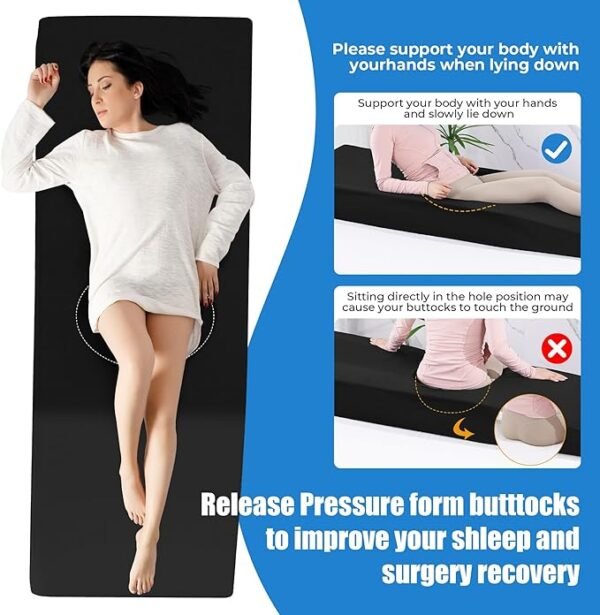 HOMBYS BBL Bed After Surgery for Sleeping with Hole,High Density Foam BBL Mattress with Hole,Brazilian Butt Lift Recovery Pillow After Surgery with Removable Cover (70.9x22.2x8in)