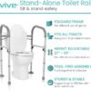 Vive Toilet Safety Rail - Medical Chair for Handicapped & Seniors - Folding Bathroom Frame w/Handles, Arms for Elderly, Disabled - Standalone Grab Bar - Seat Assistance Support Stand Up Assist