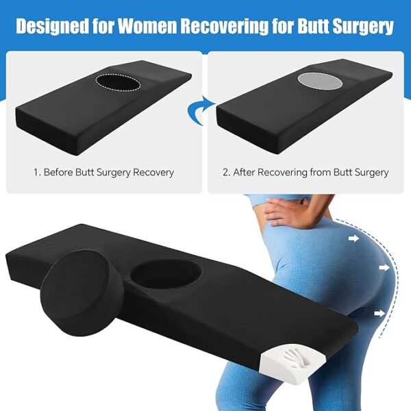 HOMBYS BBL Bed After Surgery for Sleeping with Hole,High Density Foam BBL Mattress with Hole,Brazilian Butt Lift Recovery Pillow After Surgery with Removable Cover (70.9x22.2x8in)