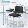 Levida Extra Large Padded Phlebotomy Chair with Adjustable Armrest and Steel Frame - Extra Large PU Leather Blood Drawing Chair for Hospital, Lab, and Medical Facilities (Black)