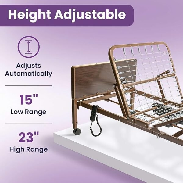 ProHeal Full Electric Hospital Bed Package for Home Use and Seniors - with Foam Mattress, Half Rails - Multi Function Adjustable Medical Bed - One Box Package