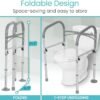 Vive Toilet Safety Rail - Medical Chair for Handicapped & Seniors - Folding Bathroom Frame w/Handles, Arms for Elderly, Disabled - Standalone Grab Bar - Seat Assistance Support Stand Up Assist