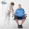 VivaComfort Blue Bariatric Wide Padded Blood Drawing Chair, Phlebotomy Chair with Adjustable Armrest, 35" H x 18" L x 29"W, Blood Draw Chair, Medical Chair, Great for Mommy and Me