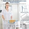 Mobile Medical Carts 3 Tier Professional Utility Cart 330 LBS Max Load Rolling Crash Cart Ultrasound Trolley with Wheels Drawers Dirt Bucket Sharps Box Storage Basket for Hospital Dental Clinic Home