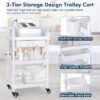 Medical Carts with Wheels 3-Tier Mobile Trolley Cart 100 LBS Max Load Medical Rolling Utility Cart with Drawers Dirt Basin Storage Buckets for Hospital Dental Clinic Lab Salon Home