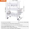 VEVOR Medical Mobile Trolley Cart with 2 Drawers & 3 Trash Cans, 3 Tiers Beauty Salon Rolling Trolley with 4 Silent Wheels & 2 Dirts Bucket & Bowl, Medical Utility Cart for Hospital Dental Clinic Lab
