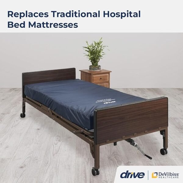 Drive Medical 15076 Decompressing Foam Mattress, Pressure-Relief Support for Homecare & Hospital Beds, High-Density Foam with Removable Cover, 275 Weight Capacity, 80"L x 36"W x 8"H, Blue