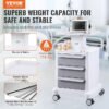 VEVOR 4 Tiers Lab Carts, Lab Utility Cart with 3 Drawers & 1 Top Tray, Mobile Medical Cart with ABS Material, Lab Rolling Cart with 4 Silent Wheels for Lab, Clinic, Hospital, Salon, White
