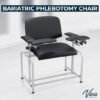 VivaComfort Blue Bariatric Wide Padded Blood Drawing Chair, Phlebotomy Chair with Adjustable Armrest, 35" H x 18" L x 29"W, Blood Draw Chair, Medical Chair, Great for Mommy and Me
