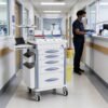 Rolling Emergency Medical Storage Crash Cart with Drawers -CPR Board, IV Pole, Silent Casters, Trash Bin, O2 Holder, Drawer with Dividers, File Box, Nursing Cart for Clinic, Hospital, Salon
