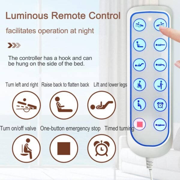 Full Electric Hospital Bed for Home Use – 550 lbs Weight Capacity, Electric Bedpan, Anti-Slip Rails | Remote Control Adjustable Backrest & Legrest for Elderly, Patient Care & Rehabilitatio