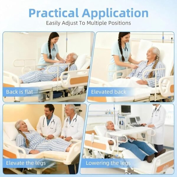 Full Electric Hospital Bed for Home Use – 550 lbs Weight Capacity, Electric Bedpan, Anti-Slip Rails | Remote Control Adjustable Backrest & Legrest for Elderly, Patient Care & Rehabilitatio