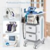 Medical Trolley Cart with 2 Drawers, Mobile Ultrasound Rolling Cart with Wheels and Trays, 150 LBS MAX Load Utility Storage Trolley for Hospital Dental Clinic Beauty Salon