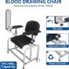Helsevesen Blood Drawing Phlebotomy Chair, Comfortable Padded Lab Draw Chair with Adjustable Armrest (Black)