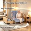 Full Rotating Electric Hospital Bed for Home Use with 90° Rotation, Premium 5 Function Lateral Tilting Medical Bed with 8cm Mattress, Side Rails, Oak Finish, Locking Casters, 550lbs Capacity