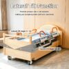 Full Rotating Electric Hospital Bed for Home Use with 90° Rotation, Premium 5 Function Lateral Tilting Medical Bed with 8cm Mattress, Side Rails, Oak Finish, Locking Casters, 550lbs Capacity
