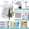 Rolling Emergency Medical Storage Crash Cart with Drawers -CPR Board, IV Pole, Silent Casters, Trash Bin, O2 Holder, Drawer with Dividers, File Box, Nursing Cart for Clinic, Hospital, Salon