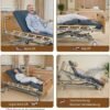 Careboda Full Electric Hospital Bed for Home Use – 5-Function Adjustable with German Motor, 4" PU Memory Foam Mattress, Foldable Safety Rails, Remote, Overbed Table, Height 9.4"–28.5", Up to 530 lbs