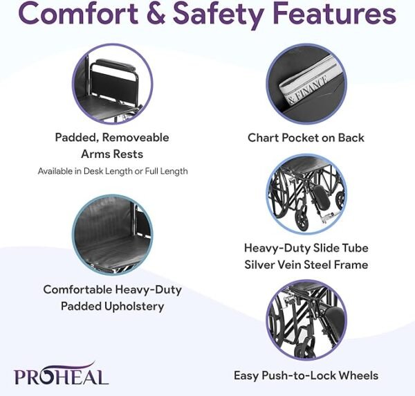 26" Bariatric Wheelchair - Removable Desk Arms and Elevated Leg Rests - Adjustable Height, Heavy-Duty Wheelchair for Adults - Extra Wide Wheelchair, 700 lbs Capacity