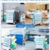 Medical Trolley Cart with Drawers, Hospital Mobile Ultrasound Cart with Trays&4 Silent Swivel Wheels,220 LBS Load Portable Storage Drawer for Hospital, Dental Clinic,Beauty Salon (White/Double drawer)