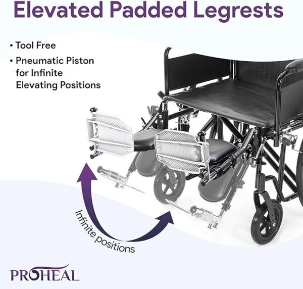 26" Bariatric Wheelchair - Removable Desk Arms and Elevated Leg Rests - Adjustable Height, Heavy-Duty Wheelchair for Adults - Extra Wide Wheelchair, 700 lbs Capacity