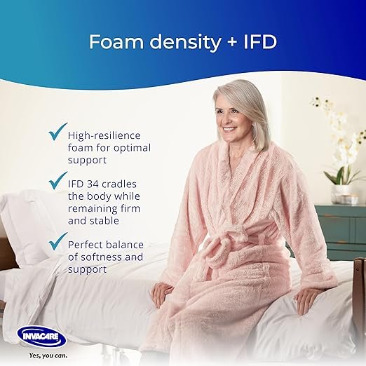 Invacare Hospital Bed Mattress, Fluid-Resistant Removable Cover, Long Term Care Pressure Redistribution Medical-Grade Foam Mattress, 5 Fortress Shaped Cells, Made in The USA (36x80x6 Inches)