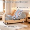 Full Rotating Electric Hospital Bed for Home Use with 90° Rotation, Premium 5 Function Lateral Tilting Medical Bed with 8cm Mattress, Side Rails, Oak Finish, Locking Casters, 550lbs Capacity