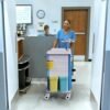 Rolling Emergency Medical Storage Crash Cart with Drawers -CPR Board, IV Pole, Silent Casters, Trash Bin, O2 Holder, Drawer with Dividers, File Box, Nursing Cart for Clinic, Hospital, Salon