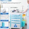 Medical Trolley Cart with Drawers, Hospital Mobile Ultrasound Cart with Trays&4 Silent Swivel Wheels,220 LBS Load Portable Storage Drawer for Hospital, Dental Clinic,Beauty Salon (White/Double drawer)