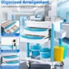 Medical Trolley Cart with Drawers, Hospital Mobile Ultrasound Cart with Trays&4 Silent Swivel Wheels,220 LBS Load Portable Storage Drawer for Hospital, Dental Clinic,Beauty Salon (White/Double drawer)