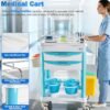 Portable Medical Utility Cart with Drawers & Storage Trays, 4 Quiet Swivel Wheels, 220 LBS Weight Capacity, Mobile Rolling Cart for Hospital, Dental Clinic, Beauty Salon, Spa & Medical Facilities