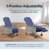 Lumex 3-Position Medical Recliner, Reclining Geri Chair with Wheels, Royal Blue