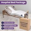 ProHeal Full Electric Hospital Bed Package for Home Use and Seniors - with Foam Mattress, Half Rails - Multi Function Adjustable Medical Bed - One Box Package