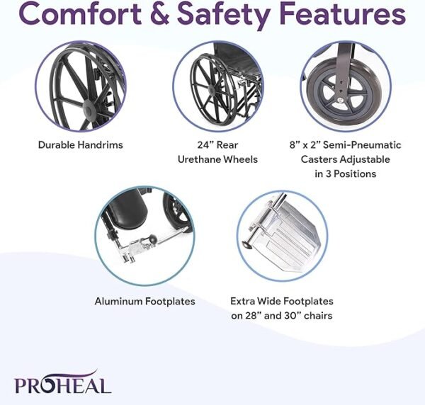 26" Bariatric Wheelchair - Removable Desk Arms and Elevated Leg Rests - Adjustable Height, Heavy-Duty Wheelchair for Adults - Extra Wide Wheelchair, 700 lbs Capacity